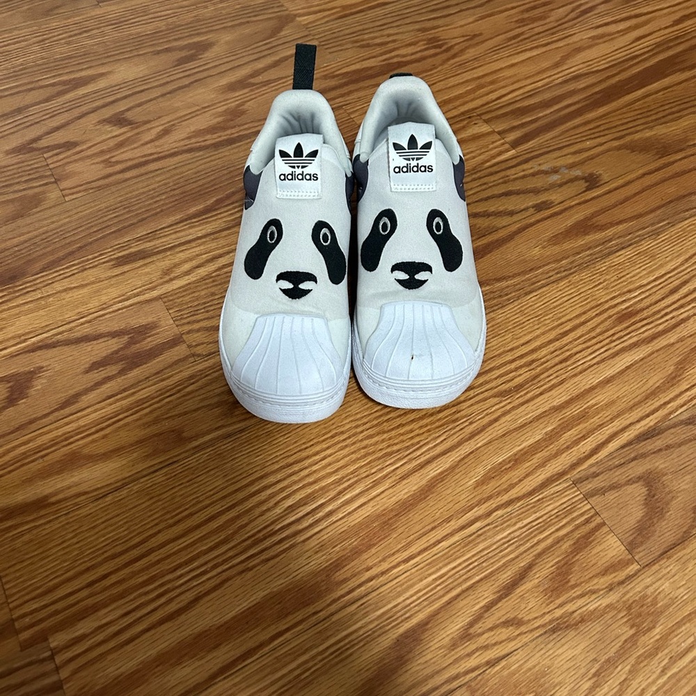adidas Kids White & Black Panda Slip-On Sneakers